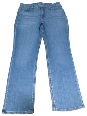 Women Lee Wide Straight Leg Mid Rise Jeans in Light Blue Wash (Size :14M)